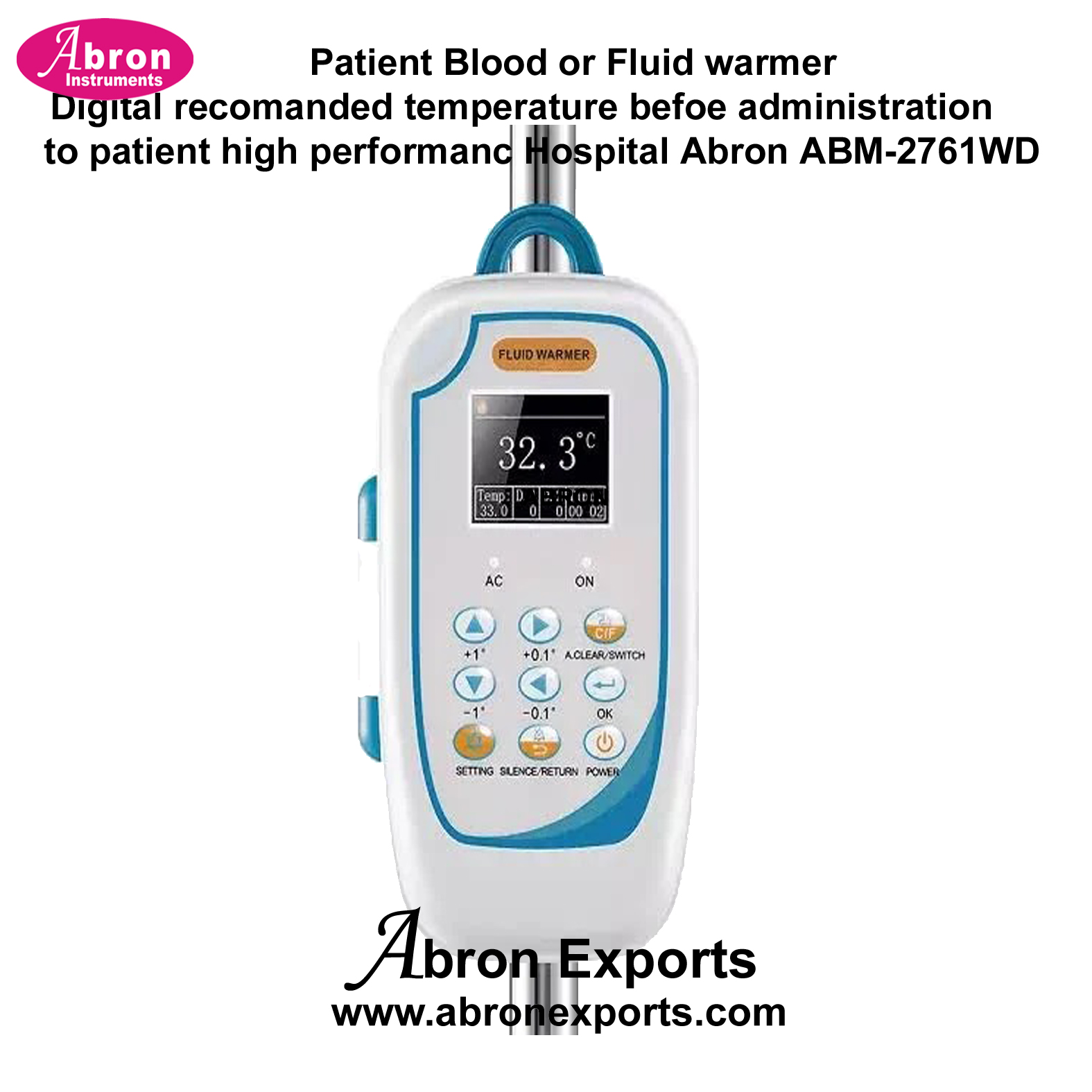 Patient Blood or Fluid warmer Digital recomanded temperature befoe administration to patient high performanc Hospital Abron ABM-2761WD 